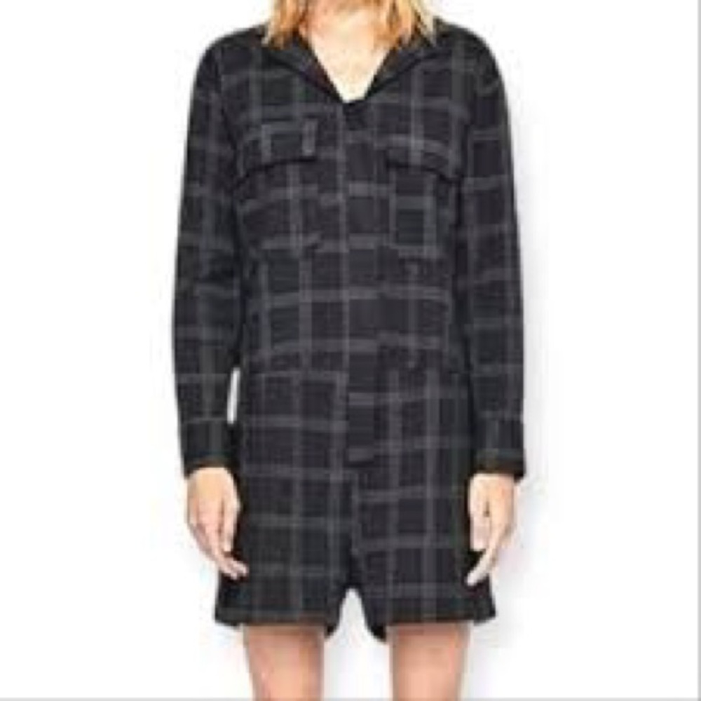 Zara oversized shorts romper with zip front.